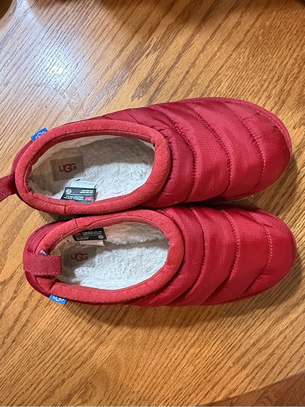 UGG Red Quilted Slip-On Slippers 3M with Cream Lining